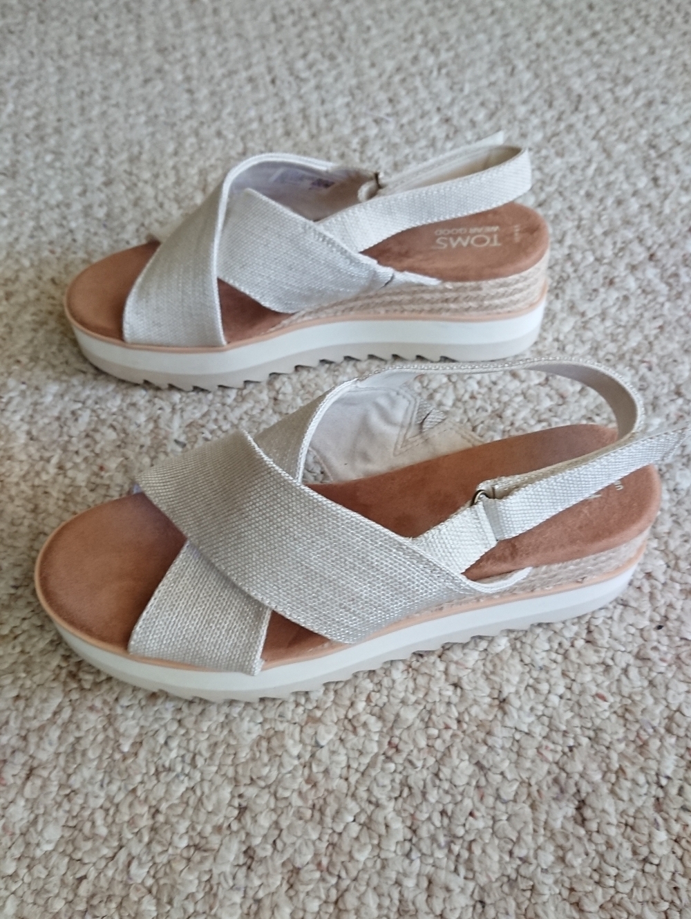 Toms Diana Crossover Cream Slingback Wedge Sandals size 8.5